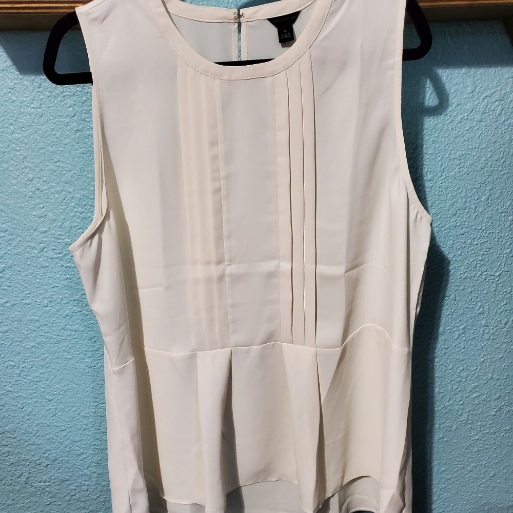Mixed Media Pleated Peplum Shell
